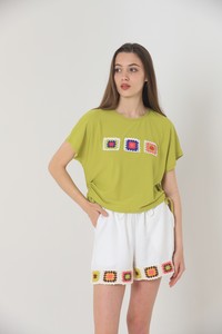 Topshow Pistachio Green Chest Appliqued Wholesale Blouse #4