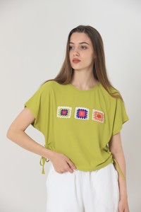 Topshow Pistachio Green Chest Appliqued Wholesale Blouse #3