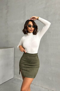 Topshow Khaki Suede Wholesale Mini Skirt #1