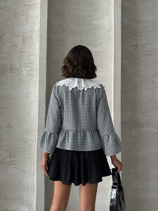 Topshow Black Front-Tied Collared Blouse #5