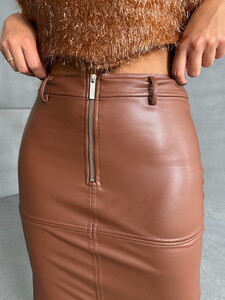 Topshow Tan Leather Wholesale Skirt #4