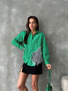 Topshow Emerald Motif Detailed Wholesale Shirt #2