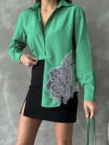 Topshow Emerald Motif Detailed Wholesale Shirt #4