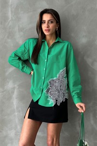 Topshow Emerald Motif Detailed Wholesale Shirt #1