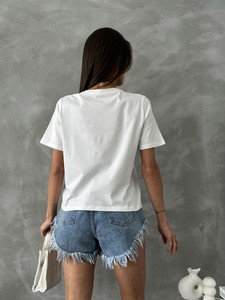 Topshow Cream Stone Detailed T-Shirt #5