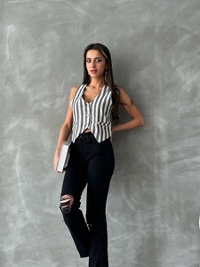 Topshow Black Striped Classic Vest #2