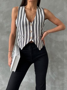 Topshow Black Striped Classic Vest #4