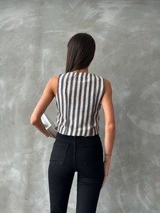 Topshow Black Striped Classic Vest #5