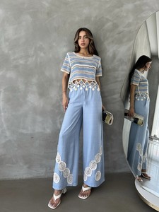 Topshow Blue Lace-Up Wholesale Trousers #3