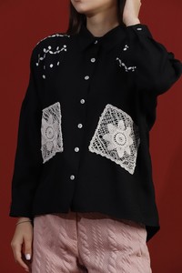 Topshow Black Lace Detailed Shirt #4