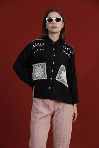 Topshow Black Lace Detailed Shirt #2