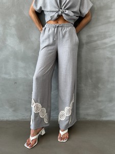 Topshow Gray Lace-Up Wholesale Trousers #4