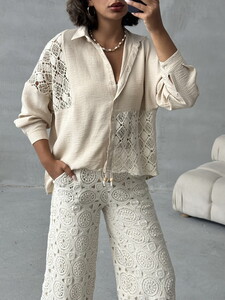 Topshow Stone Pattern 21747 Wholesale Shirt with Lace Detail #4