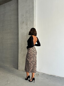 Topshow Stone Black Leopard Printed Wholesale Skirt #5