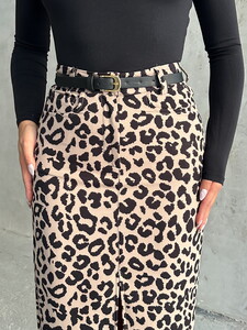 Topshow Stone Black Leopard Printed Wholesale Skirt #4