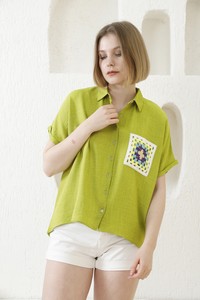 Peanut green flower pocket shirt #3