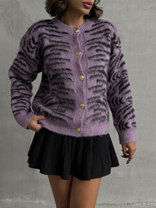 Topshow Purple Soft Textured Patterned Knitwear Cardigan | K-171 #4