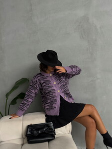 Topshow Purple Soft Textured Patterned Knitwear Cardigan | K-171 #2