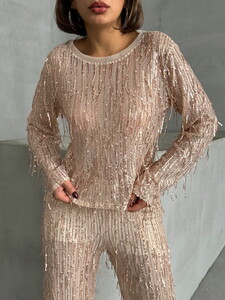 Topshow Stone Copper Sequin Palet Wholesale Blouse #4