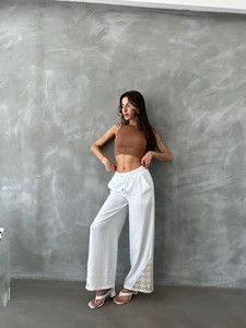 Topshow Cream Leg Lace Wholesale Trousers #3