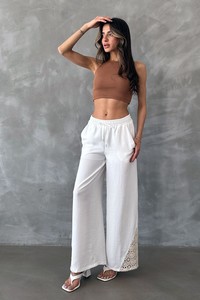 Topshow Cream Leg Lace Wholesale Trousers #1