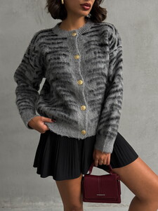 Topshow Gray Soft Textured Patterned Knitwear Cardigan | K-171 #4