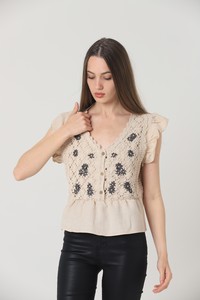 Topshow Raw Zero Sleeve Raw Wholesale Blouse #1