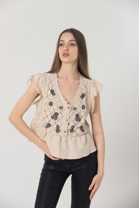 Topshow Raw Zero Sleeve Raw Wholesale Blouse #2