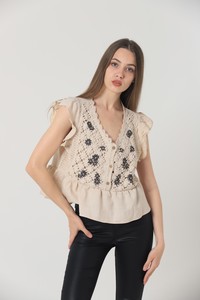 Topshow Raw Zero Sleeve Raw Wholesale Blouse #3