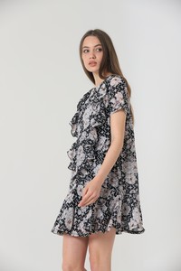 Topshow Black Floral Pattern Wholesale Dress #5