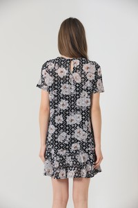 Topshow Black Floral Pattern Wholesale Dress #3