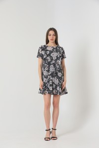 Topshow Black Floral Pattern Wholesale Dress #2