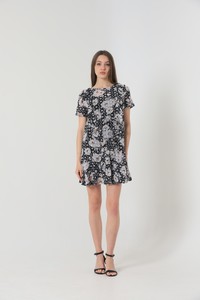 Topshow Black Floral Pattern Wholesale Dress #4