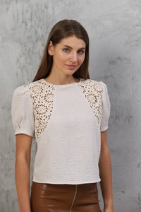 Topshow Stone Shoulder Lace Wholesale Blouse #1