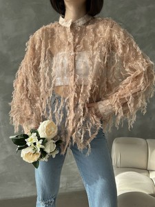 Topshow Tulle Shirt With Fringes With Stone Punatiye #4