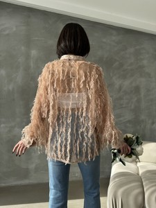 Topshow Tulle Shirt With Fringes With Stone Punatiye #5