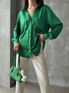 Topshow Emerald Pocket Satin Wholesale Shirt #4