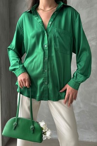 Topshow Emerald Pocket Satin Wholesale Shirt #1