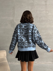 Topshow Baby Blue Soft Textured Patterned Knitwear Cardigan | K-171 #5