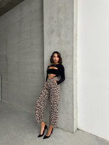 Topshow Stone Black Leopard Printed Pants #2