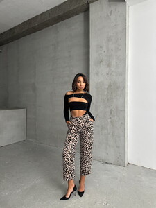 Topshow Stone Black Leopard Printed Pants #3