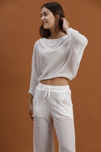 Topshow Cream Net Knitwear Wholesale Blouse #2