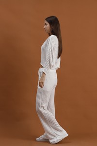 Topshow Cream Net Knitwear Wholesale Blouse #4