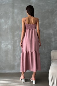 Topshow Powder Linen Strappy V-Neck Floor Length Dress #5