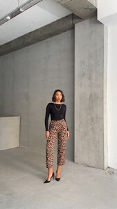 Topshow Mink Black Leopard Printed Wholesale Pants #2