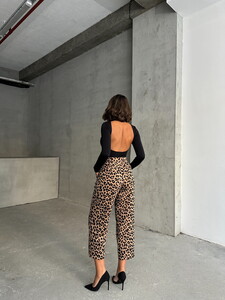 Topshow Mink Black Leopard Printed Wholesale Pants #4