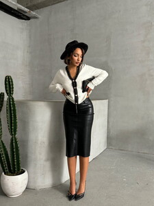 Topshow Black Snake D. Leather Wholesale Skirt #2